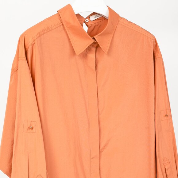 Dorothee Schumacher Spring 2019 Orange Taffeta Oversized Button-Up Shirt - Picture 4 of 10